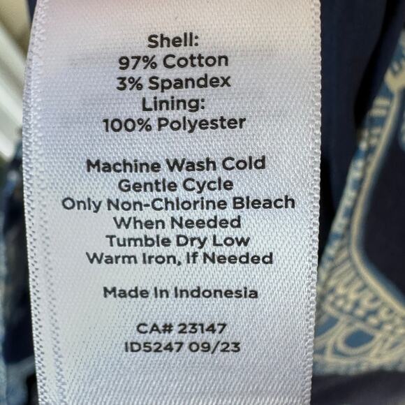 Talbots Blue White Floral Cotton Skirt 14 Resort Preppy Coastal Classic Summer - Picture 7 of 7